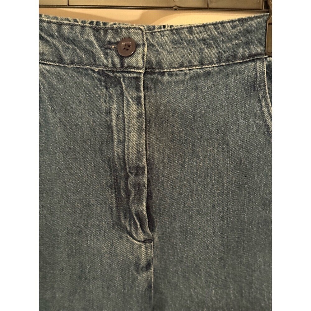 ZARA Jeans Womens Size XL Blue Medium Wash Barrel Leg Cropped Mid Rise - Picture 3 of 9
